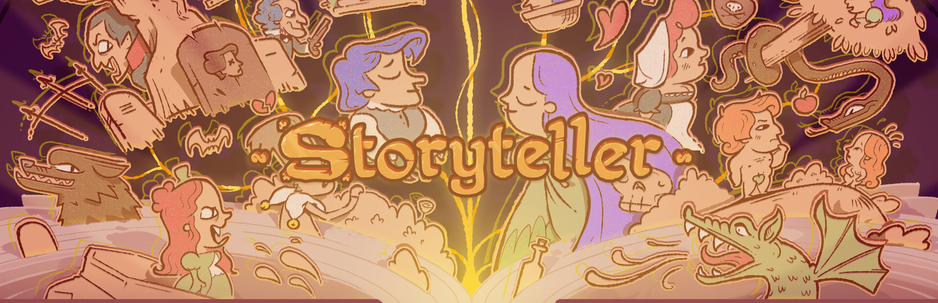 Official Steam library artwork shows the Storyteller title among illustrated storybook characters.