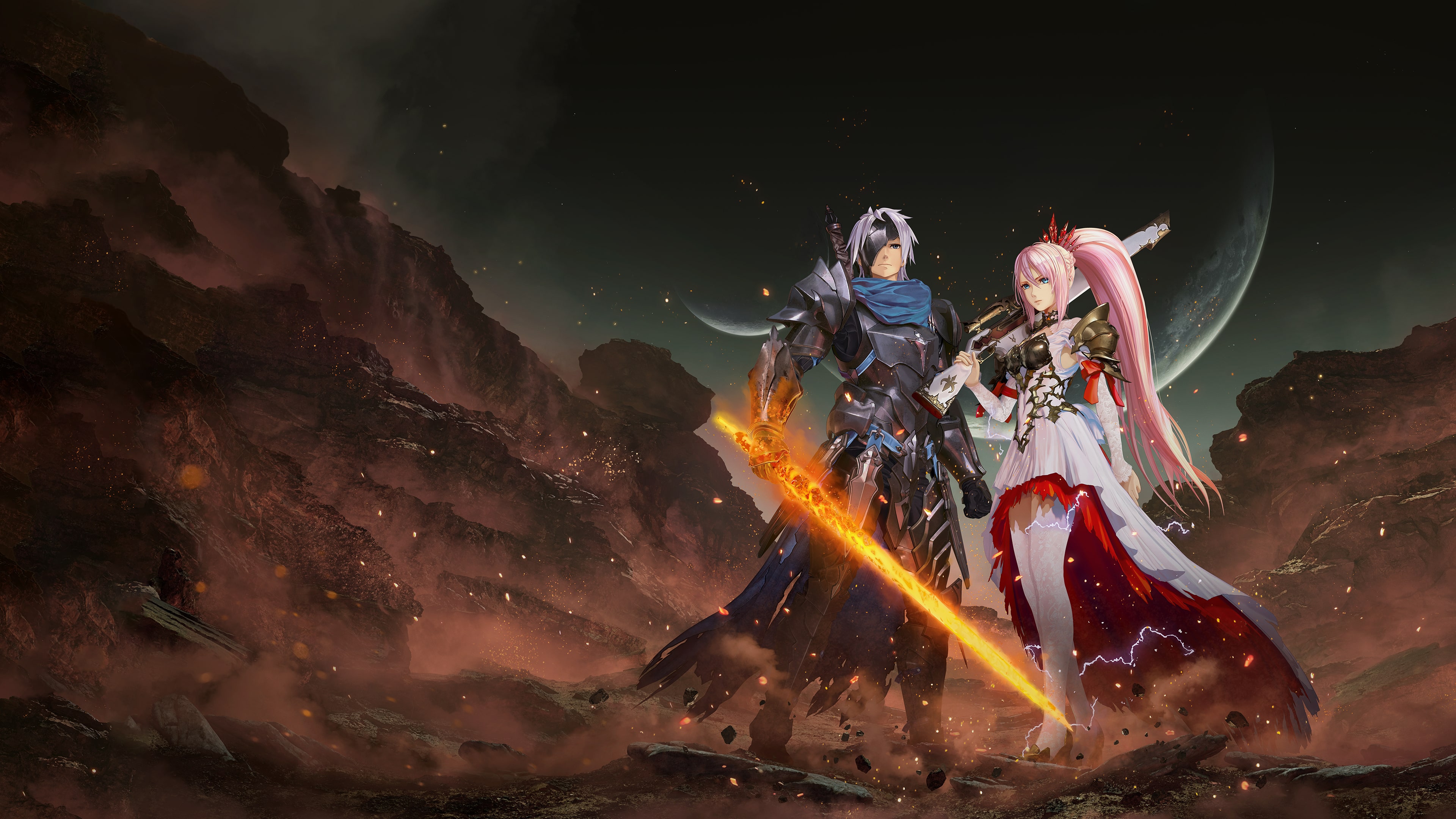Alphen and Shionne stand together in Tales of Arise base-game promotional art.