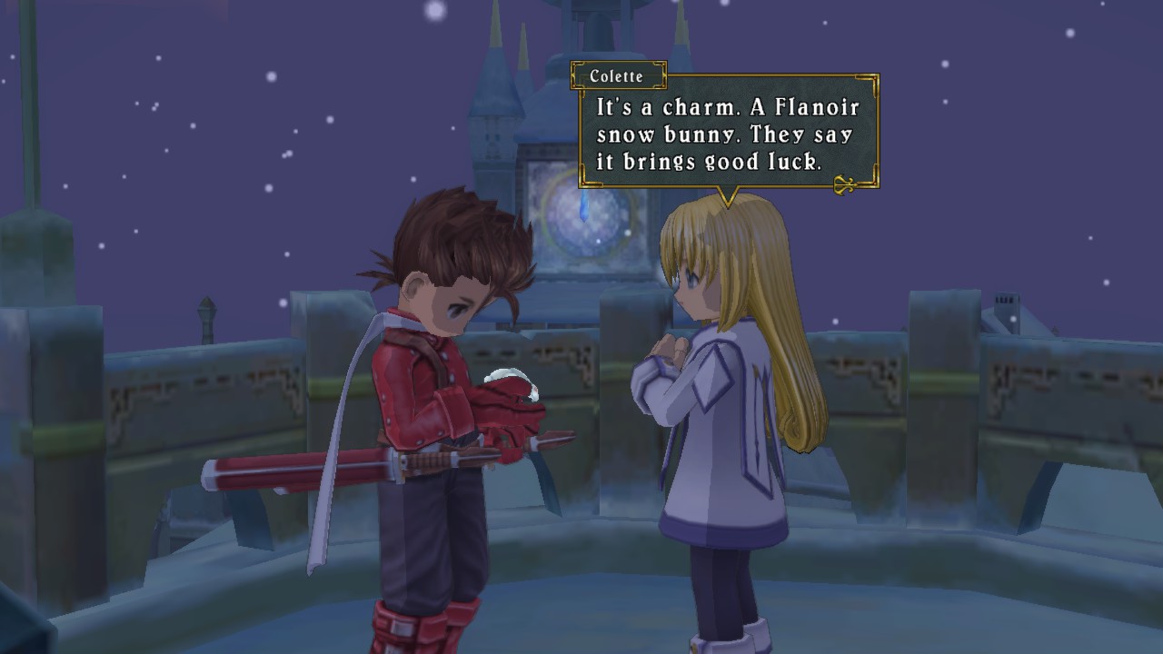 Lloyd speaks with Colette beneath the night sky.