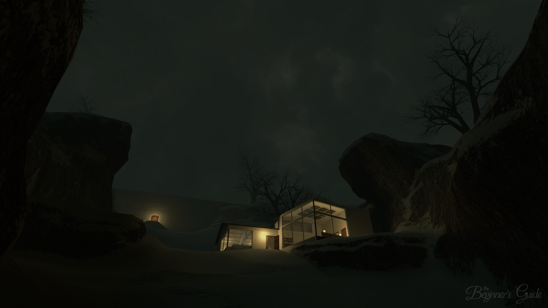 A dark pavilion-like structure rises in one of the game’s abstract environments.