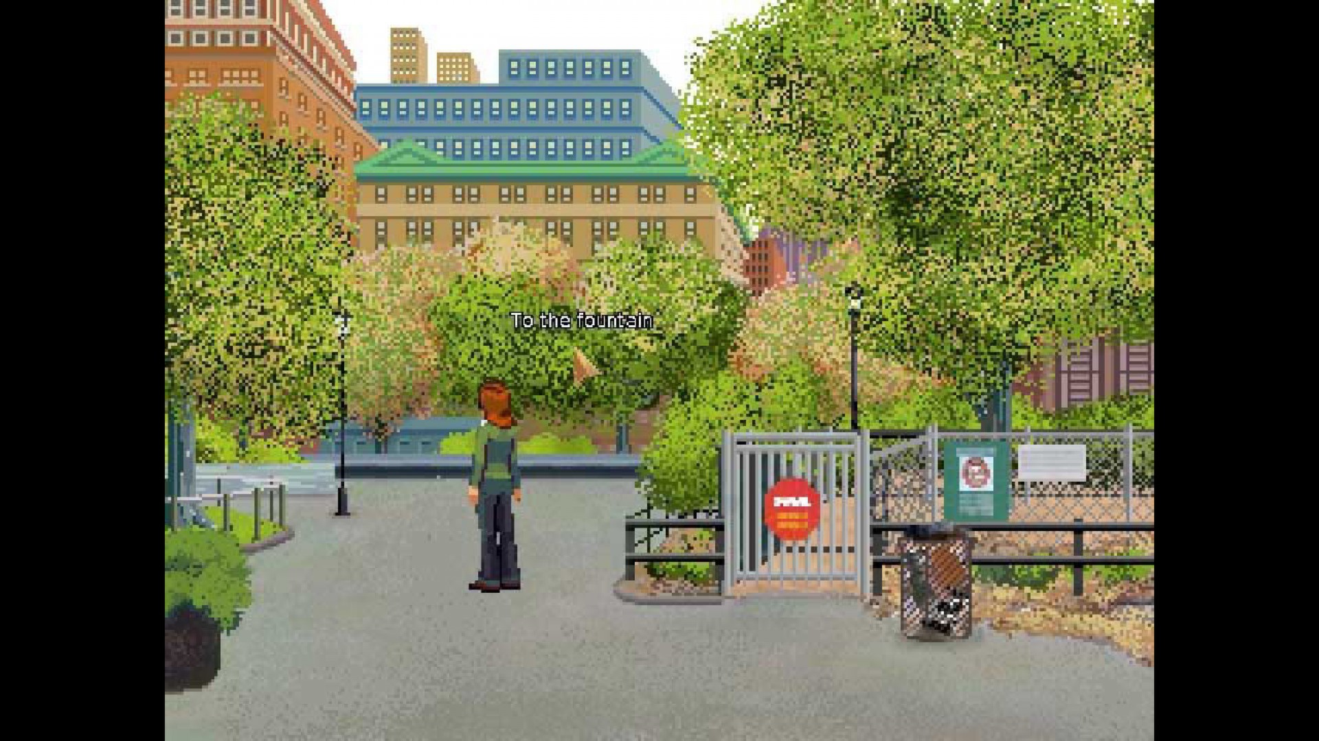 Official Steam scene shows Rosa near a park entrance in New York; distinct from the two inline screenshots.