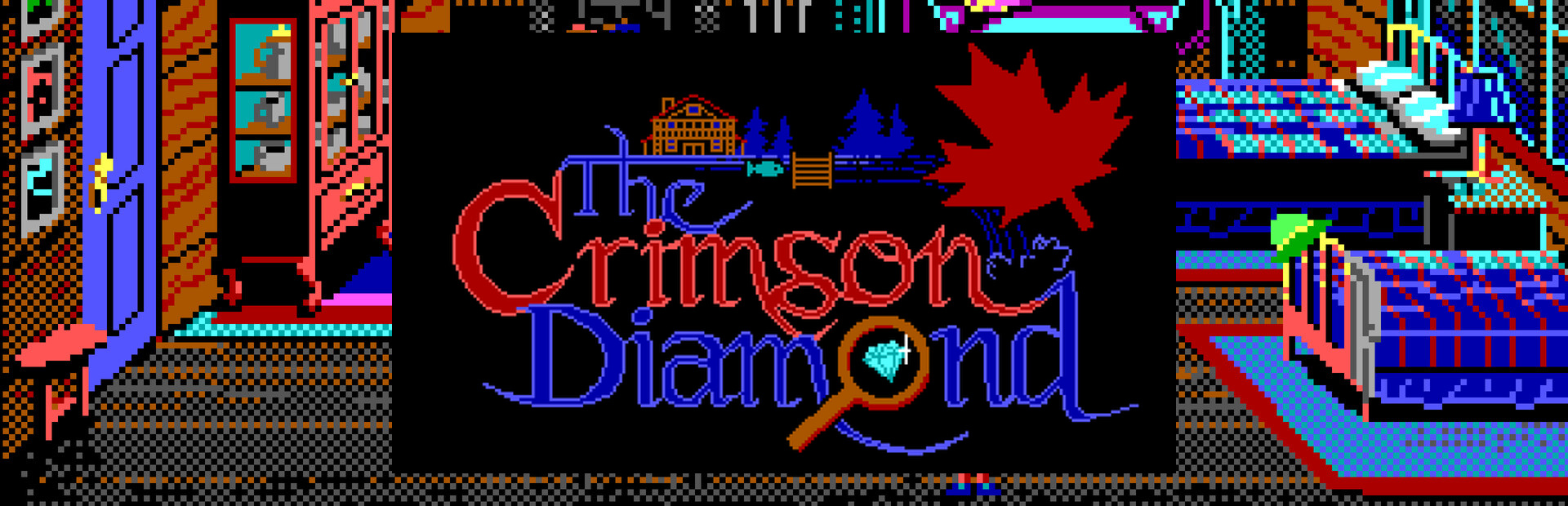 Official Steam library artwork places The Crimson Diamond title over EGA-style rooms and a red maple leaf.