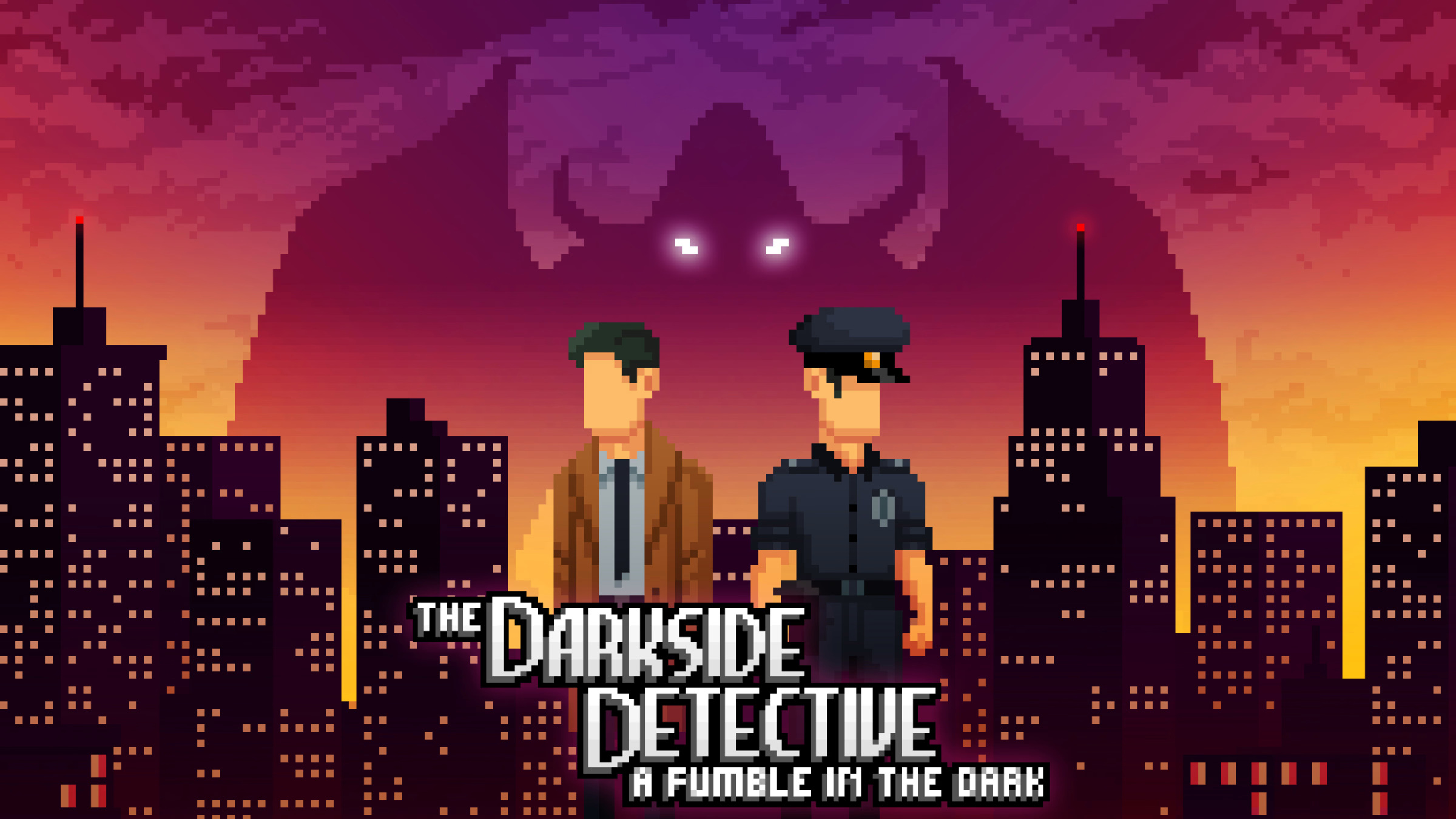 Official Nintendo key art shows McQueen and Dooley beneath the game title, with Twin Lakes and a looming supernatural figure behind them.