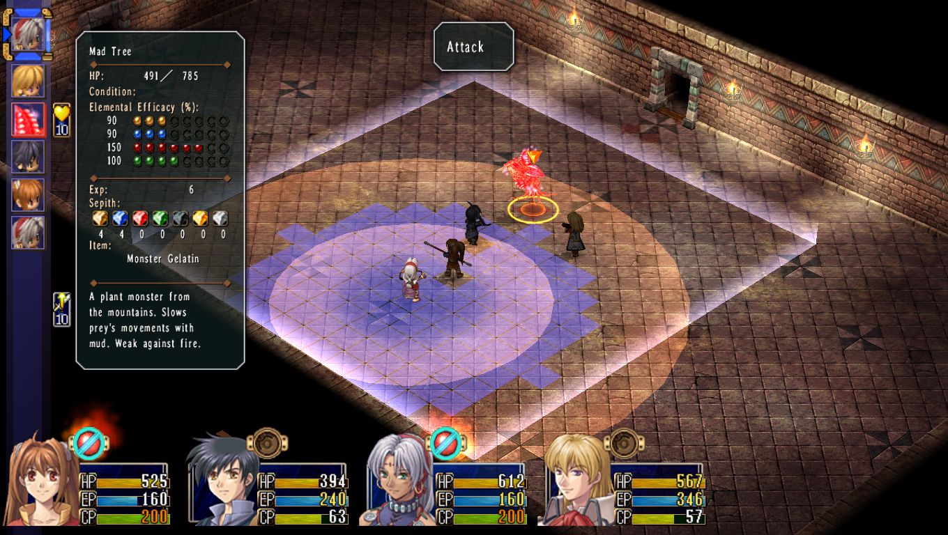 The party faces a Mad Tree in a turn-based battle.