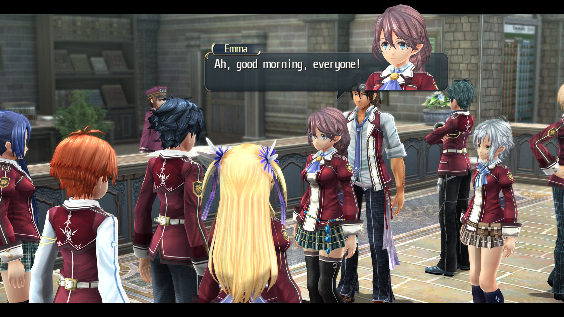 Class VII students gather in a stone courtyard at Thors Military Academy.