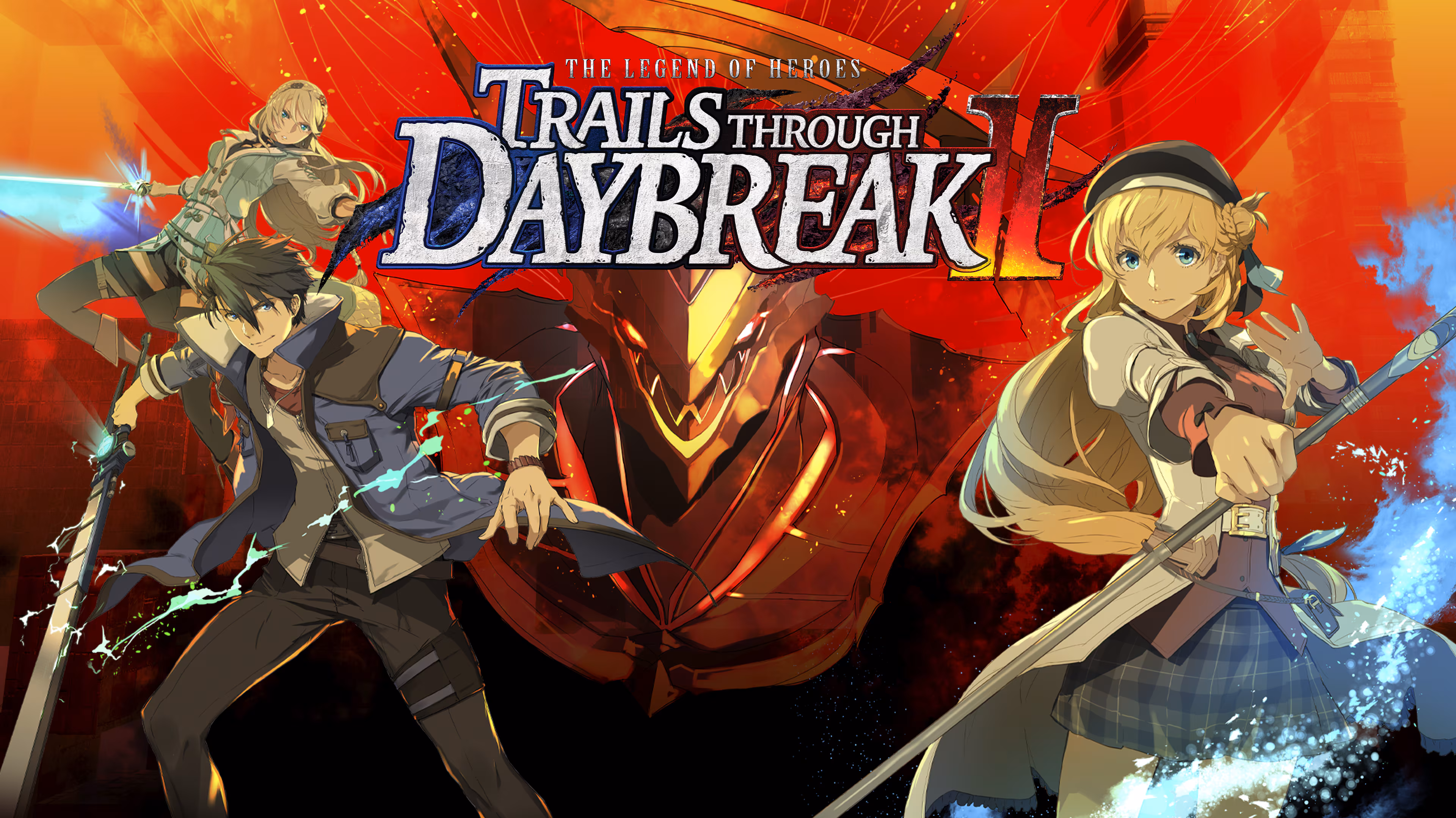 Trails through Daybreak II title art with Van and companions.