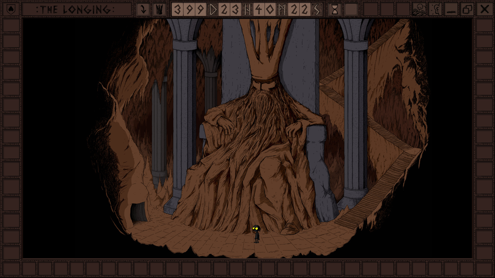 The Shade stands near a sleeping figure in a cavern.