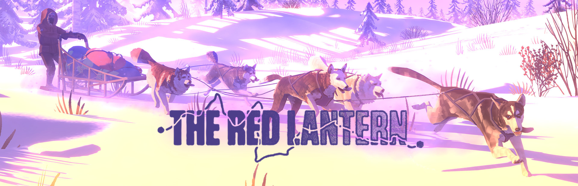 Official Steam library artwork shows a team of sled dogs crossing a snowy landscape beneath The Red Lantern title.