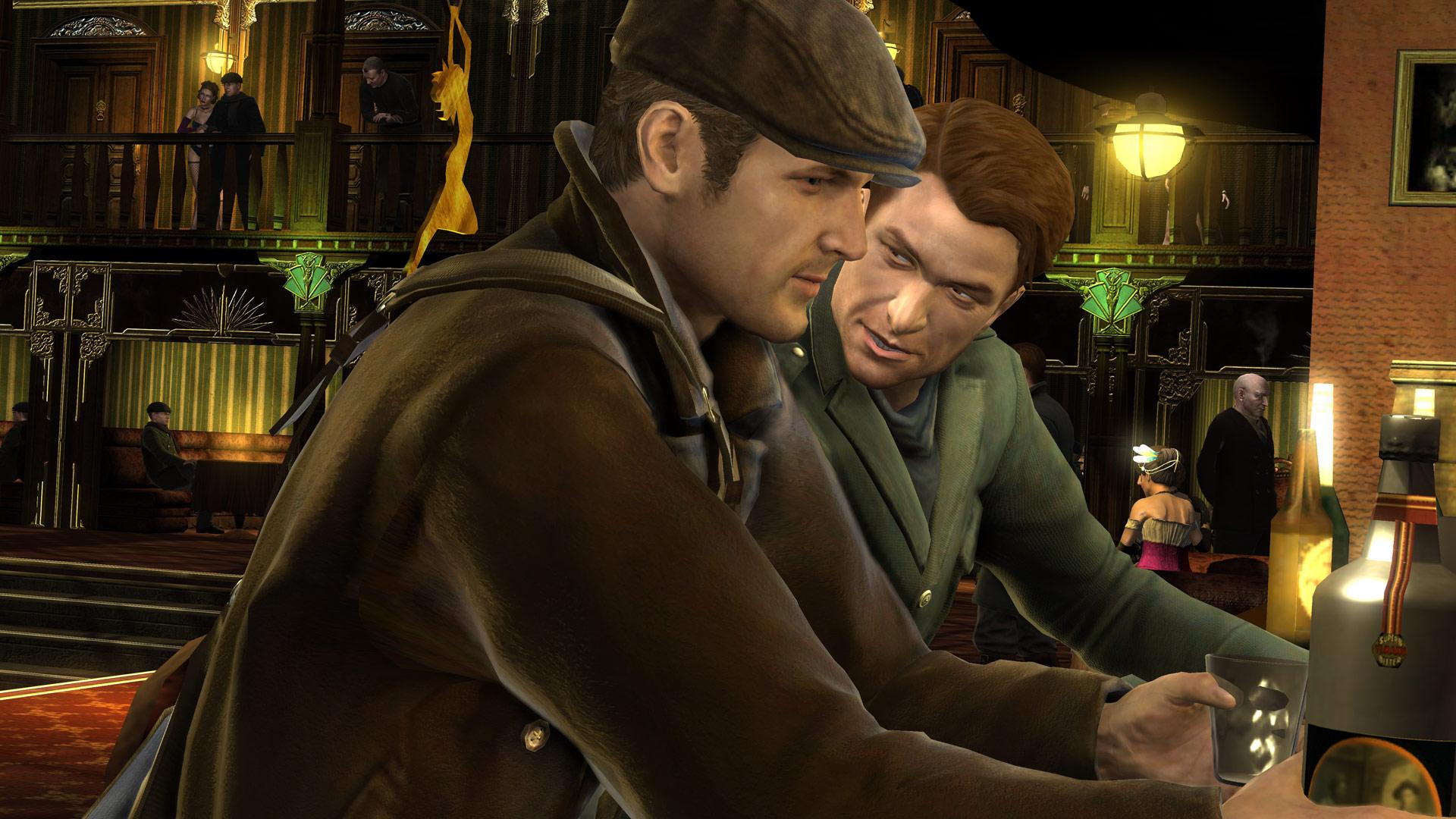 Sean speaks with another man inside a busy nightclub.