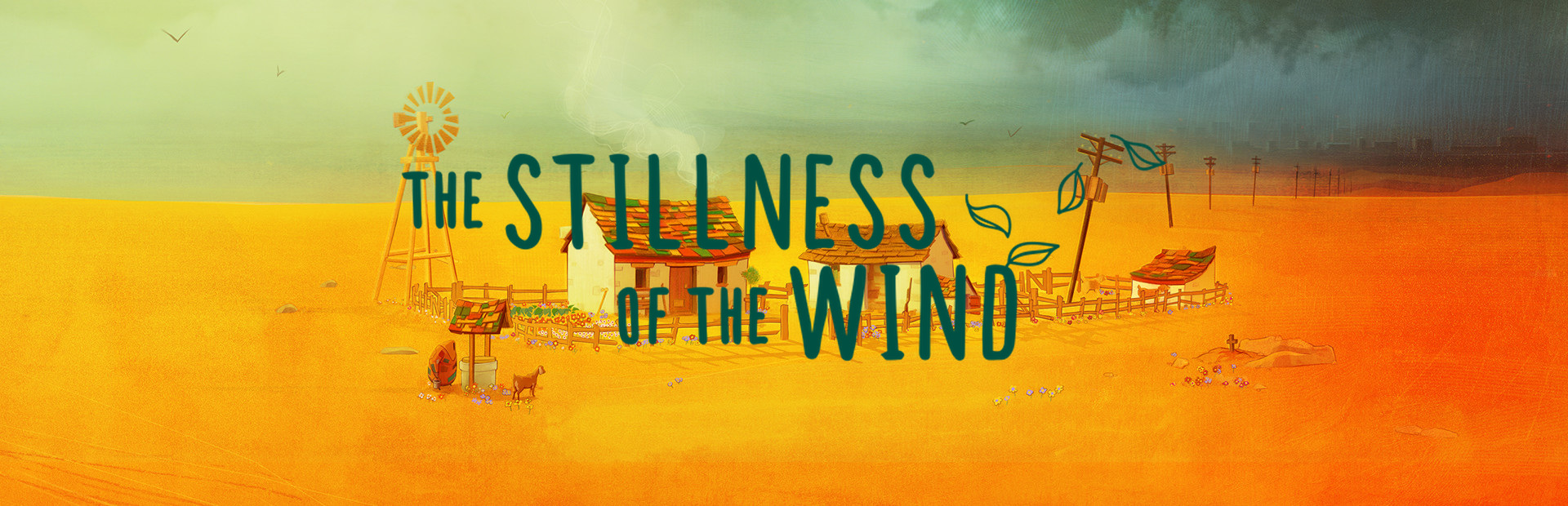 Official Steam library artwork places The Stillness of the Wind title over Talma’s isolated farm.