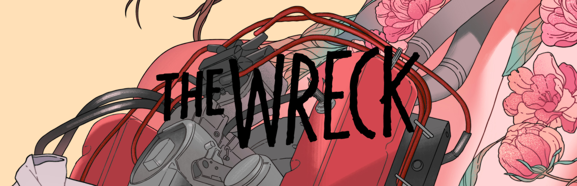 Official Steam library artwork places The Wreck title across an illustrated car and flowers.