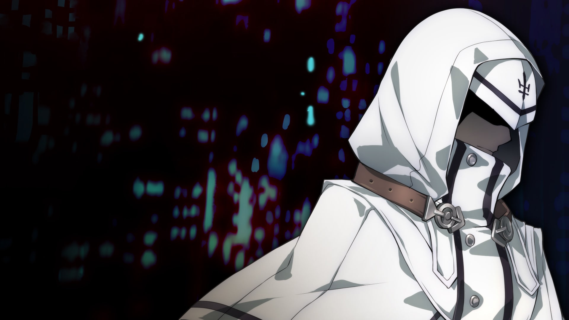 Official Tokyo Xanadu eX+ art showing the masked White Shroud with a sword.