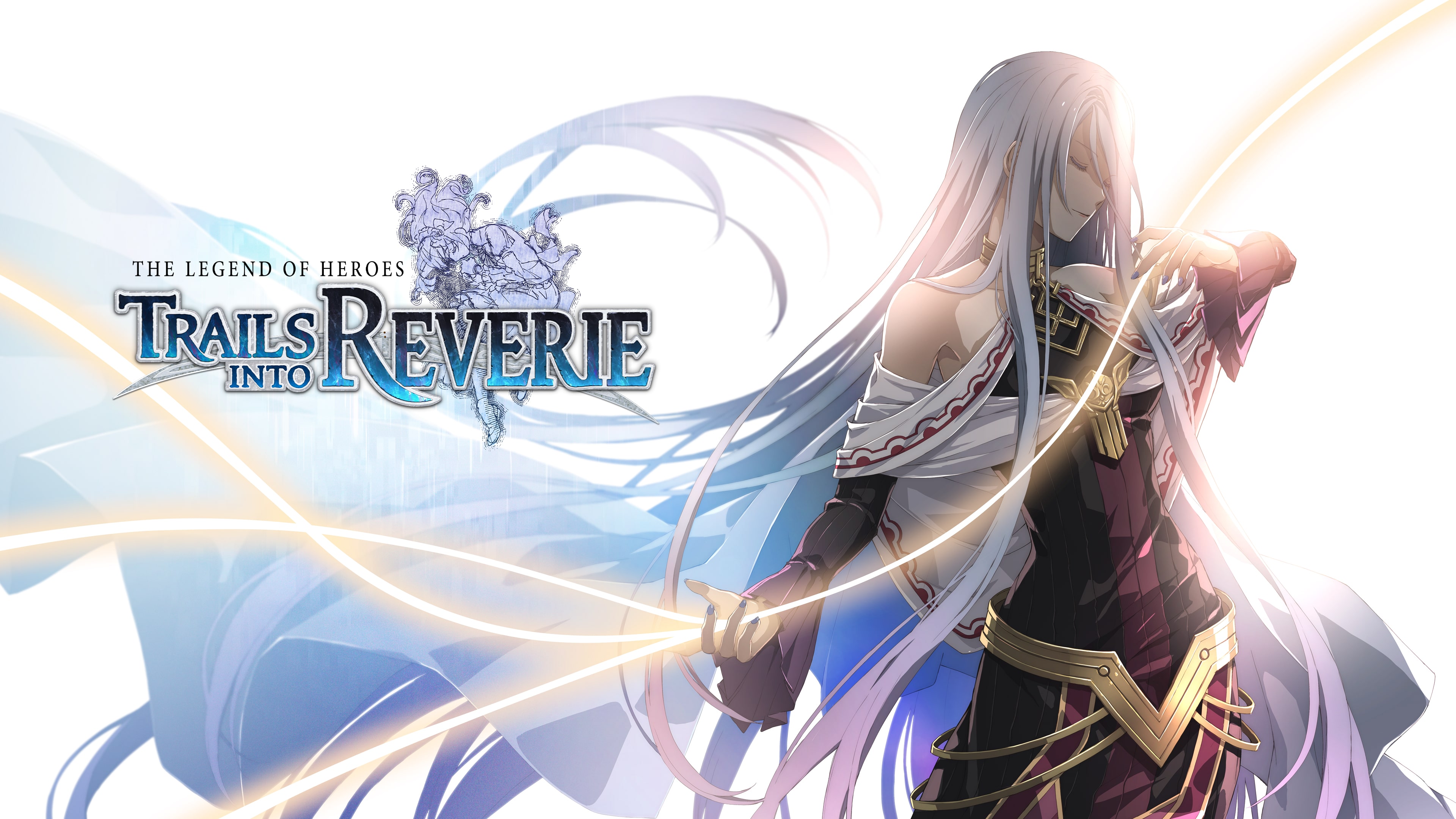 A long-haired character stands before the Trails into Reverie title on a pale illustrated background.