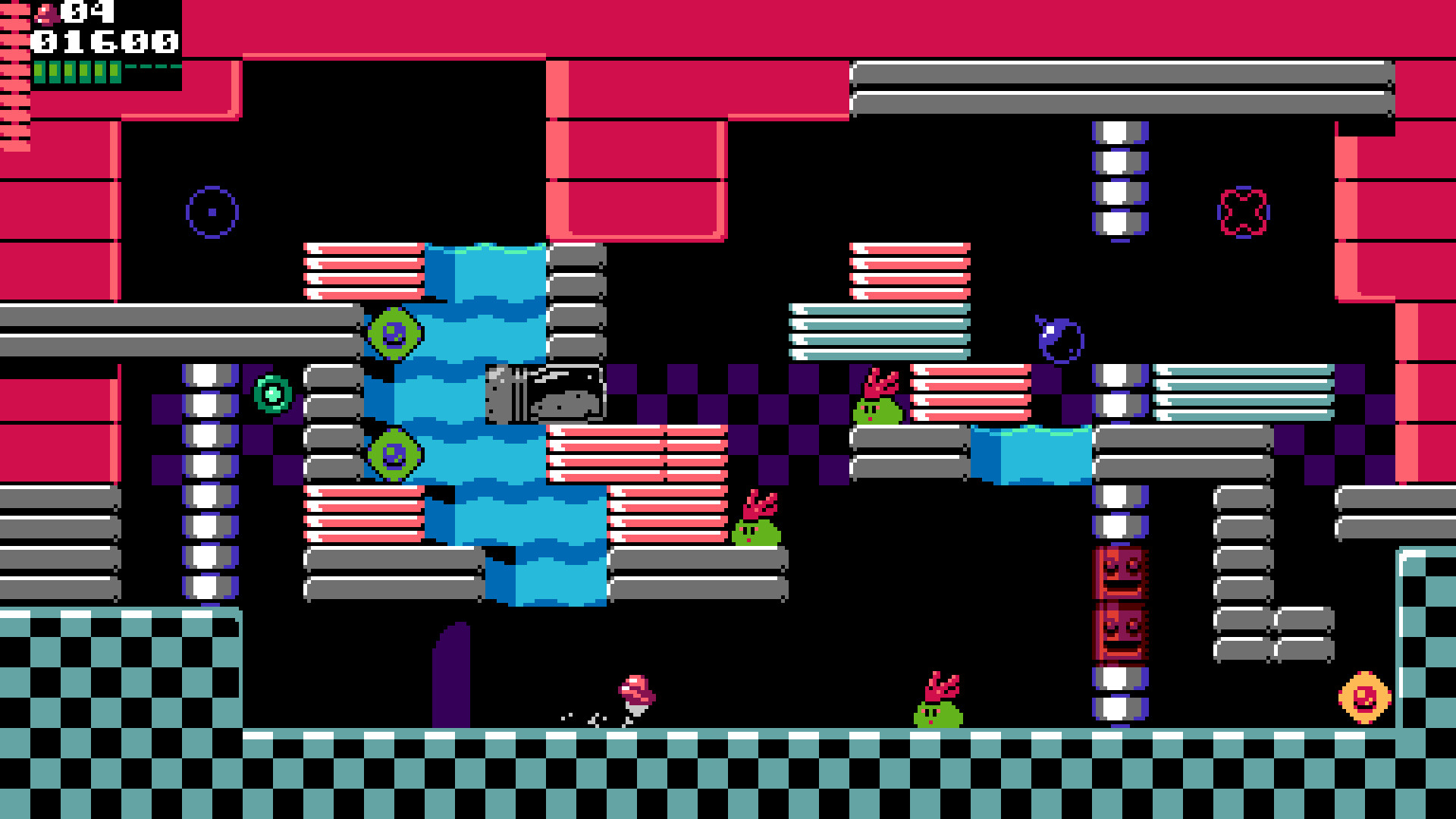 A pink-and-black pixel-art platform game appears among UFO 50’s collection.