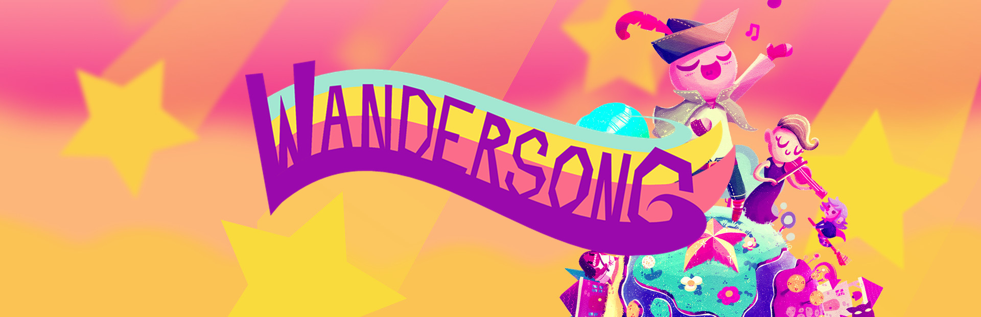 Official Steam library artwork places the Wandersong title over the bard and brightly colored characters.