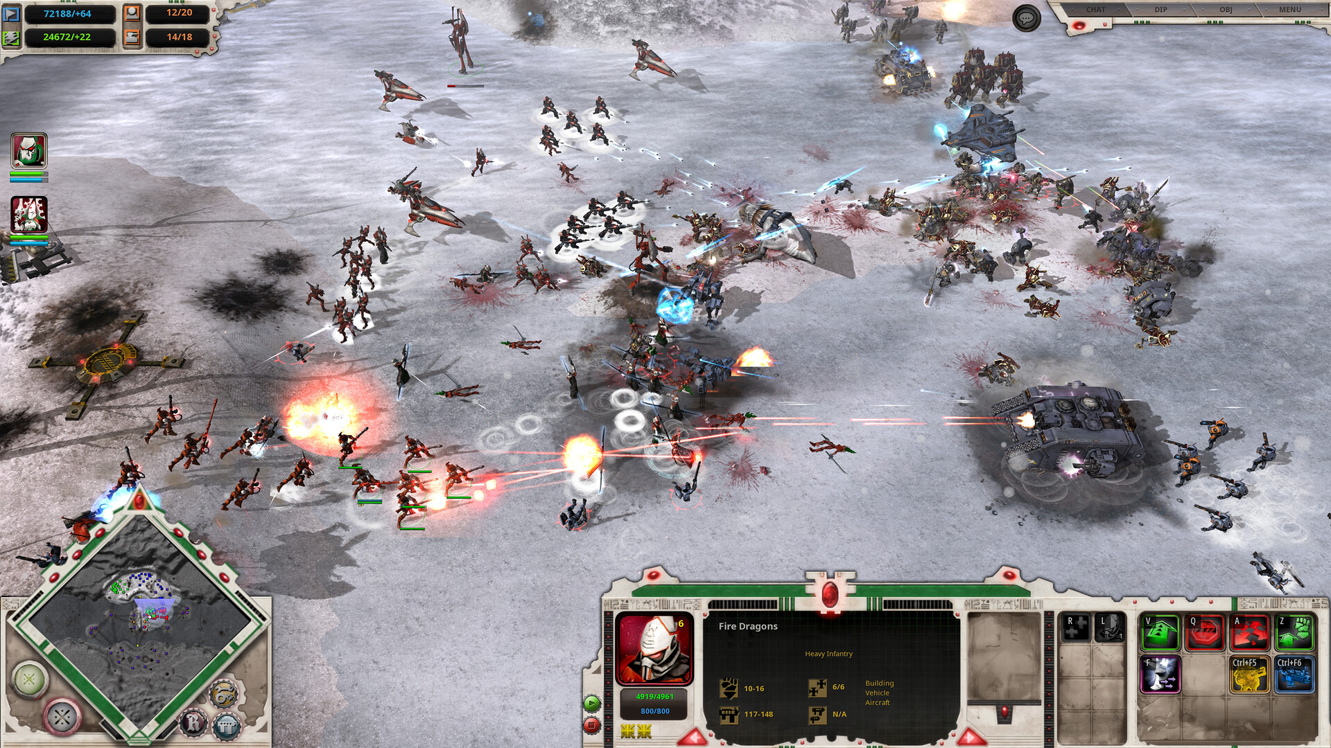Opposing armies fight across a snow-covered battlefield.