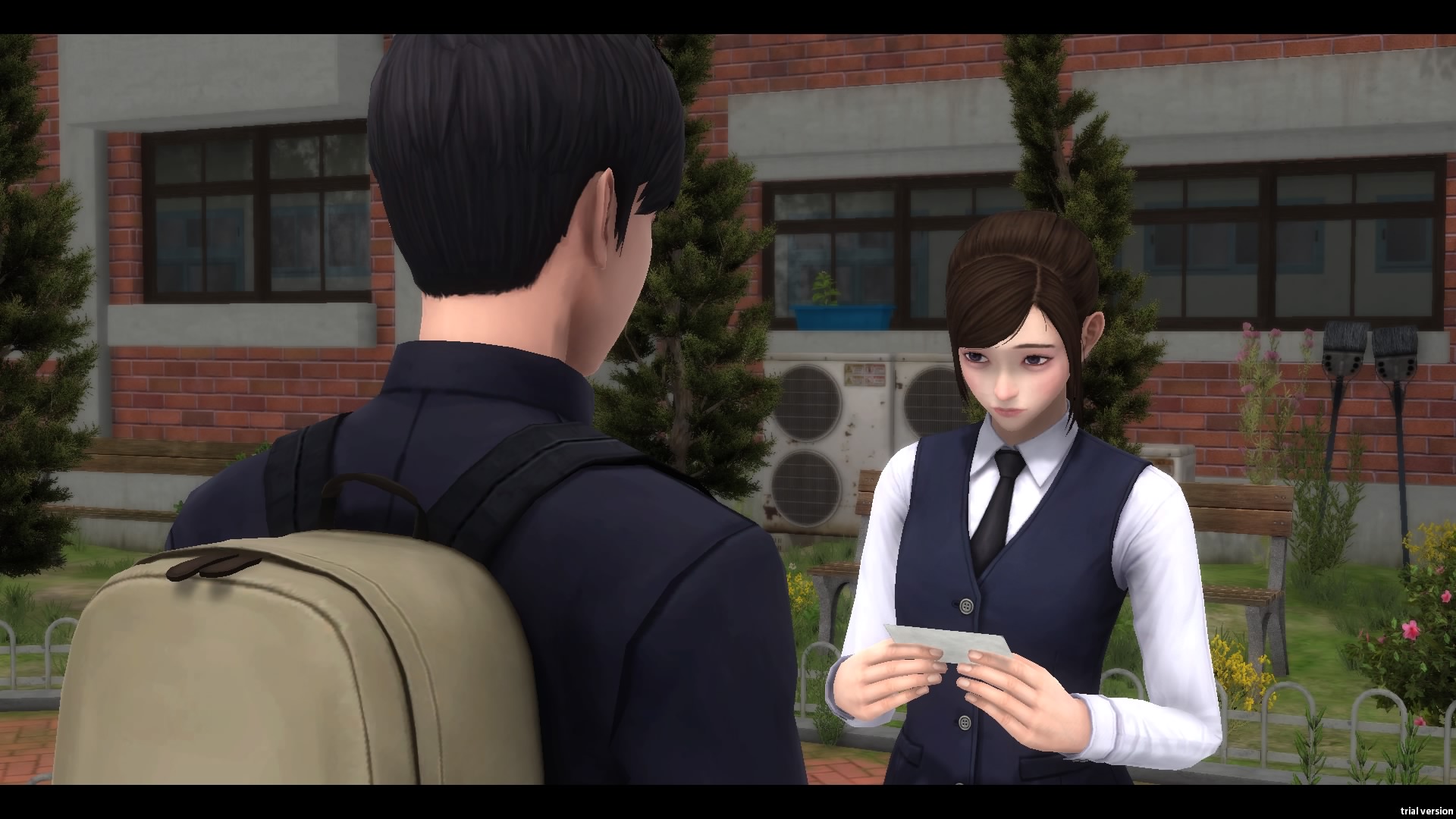 Hee-min faces another student outside Yeondu High.