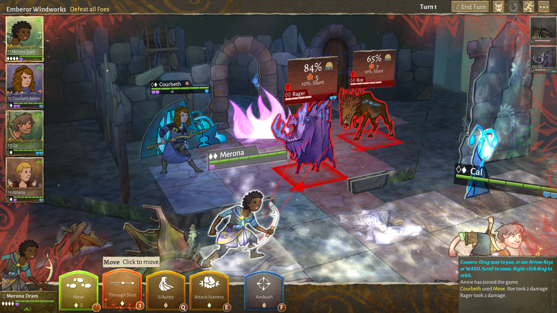 A party of heroes confronts enemies on a tactical battle map.