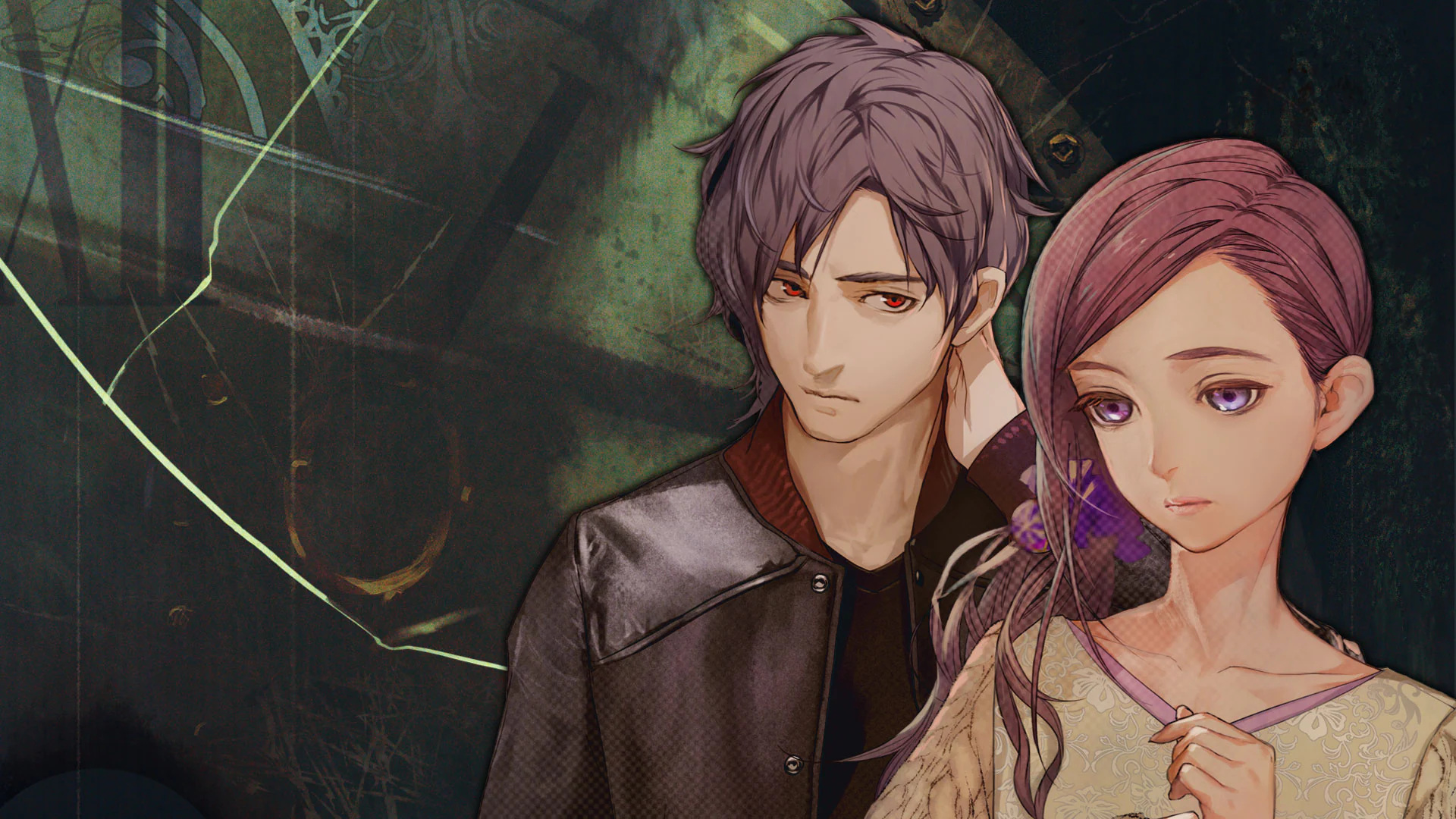 Two Zero Time Dilemma participants stand against a dark patterned backdrop.