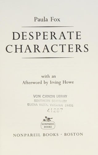 Cover of Desperate Characters by Paula Fox