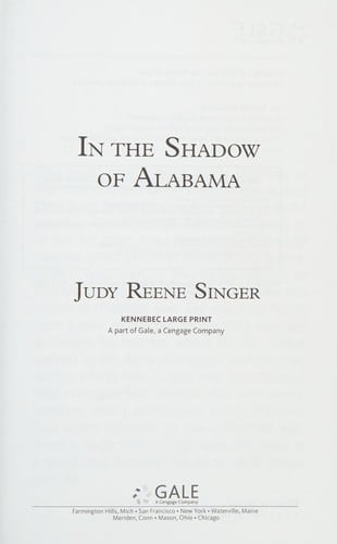 Cover of In the Shadow of Alabama by Judy Reene Singer