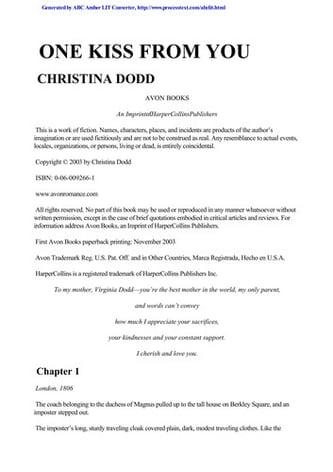 Cover of One Kiss from You by Christina Dodd