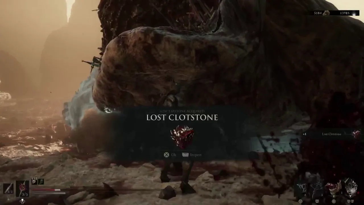 Lost Clotstone reward notification after defeating The Lost Child